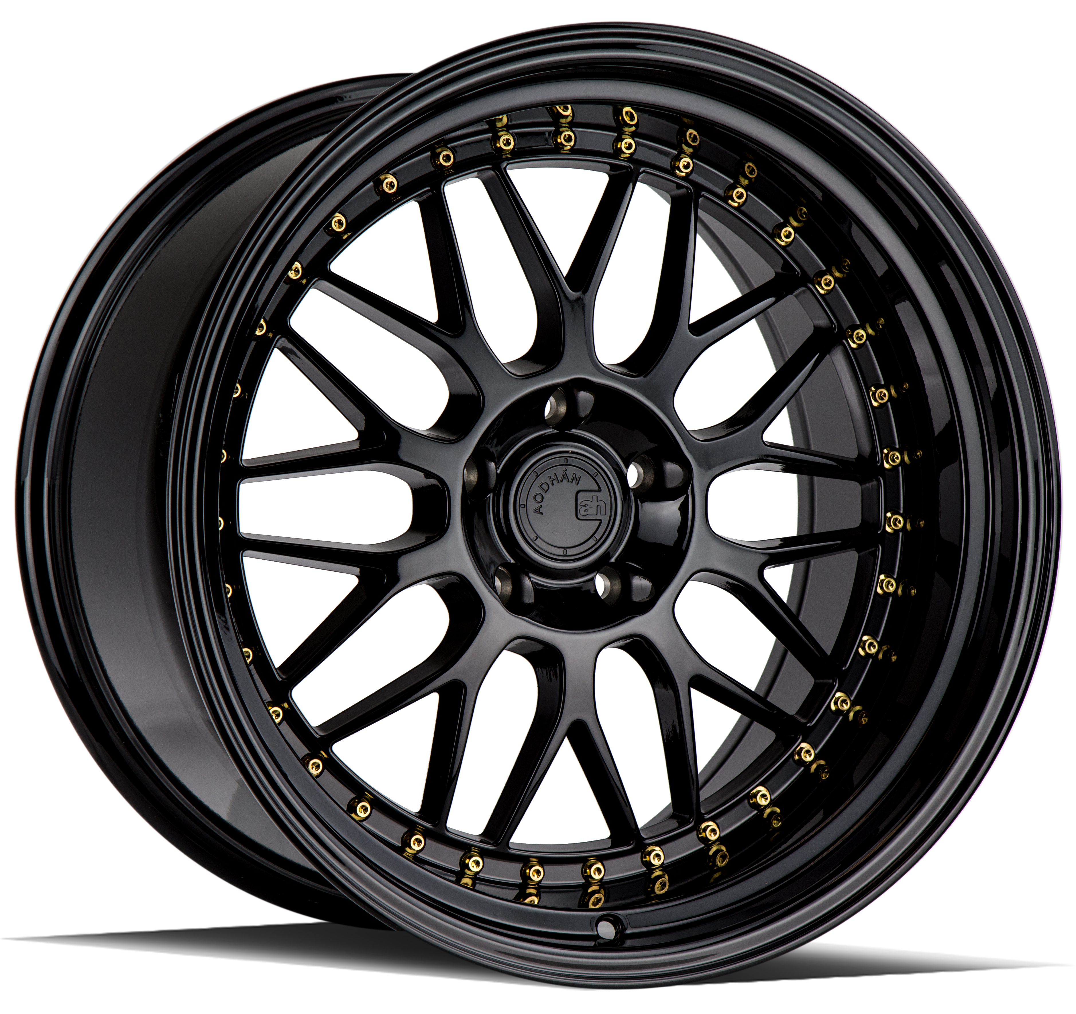 AODHAN AH02 Wheel Rim 19x11 5x114.3 ET15 73.1mm Gloss Black (Gold Rivet)