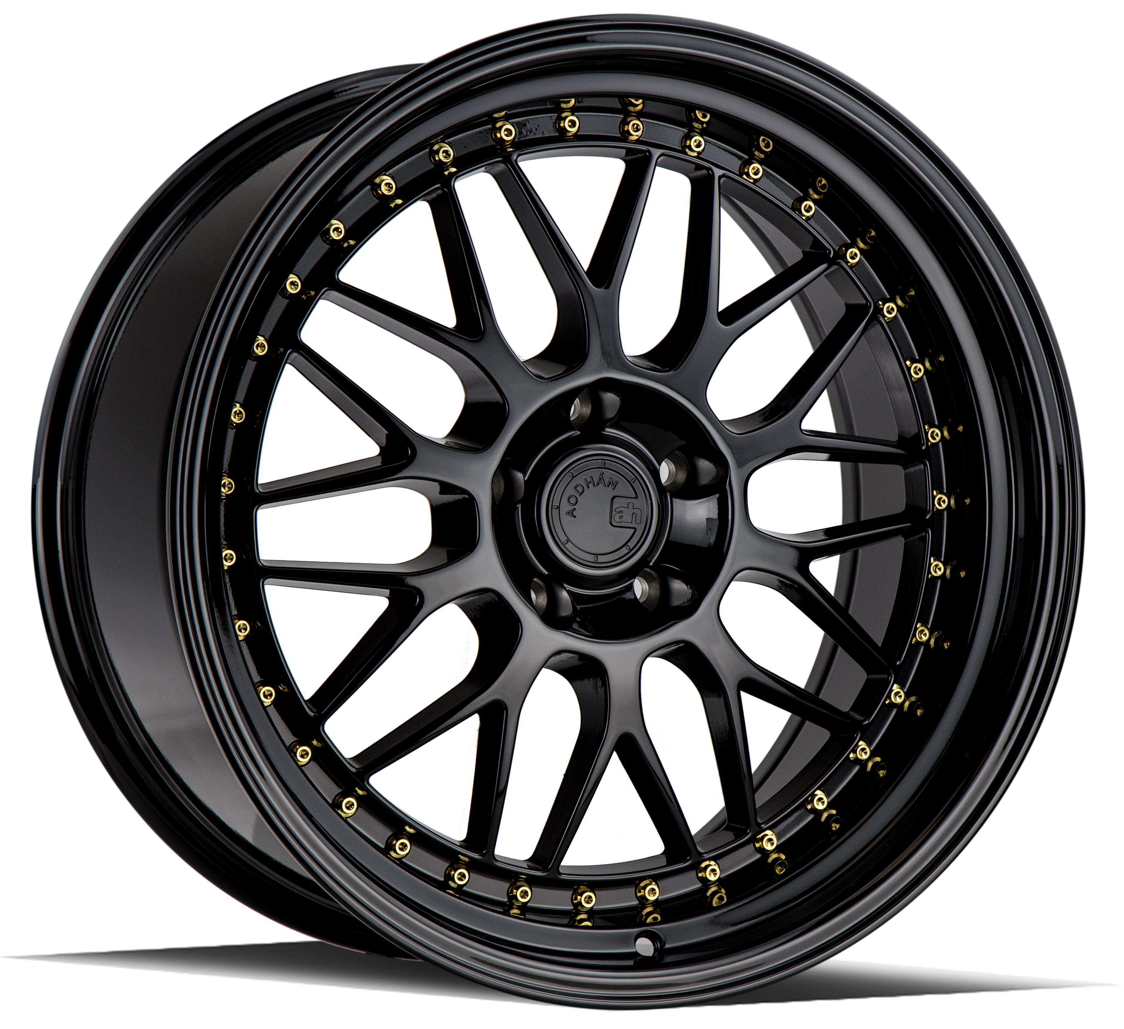 AODHAN AH02 Wheel Rim 19x9.5 5x112 ET35 66.6mm Gloss Black (Gold Rivet)