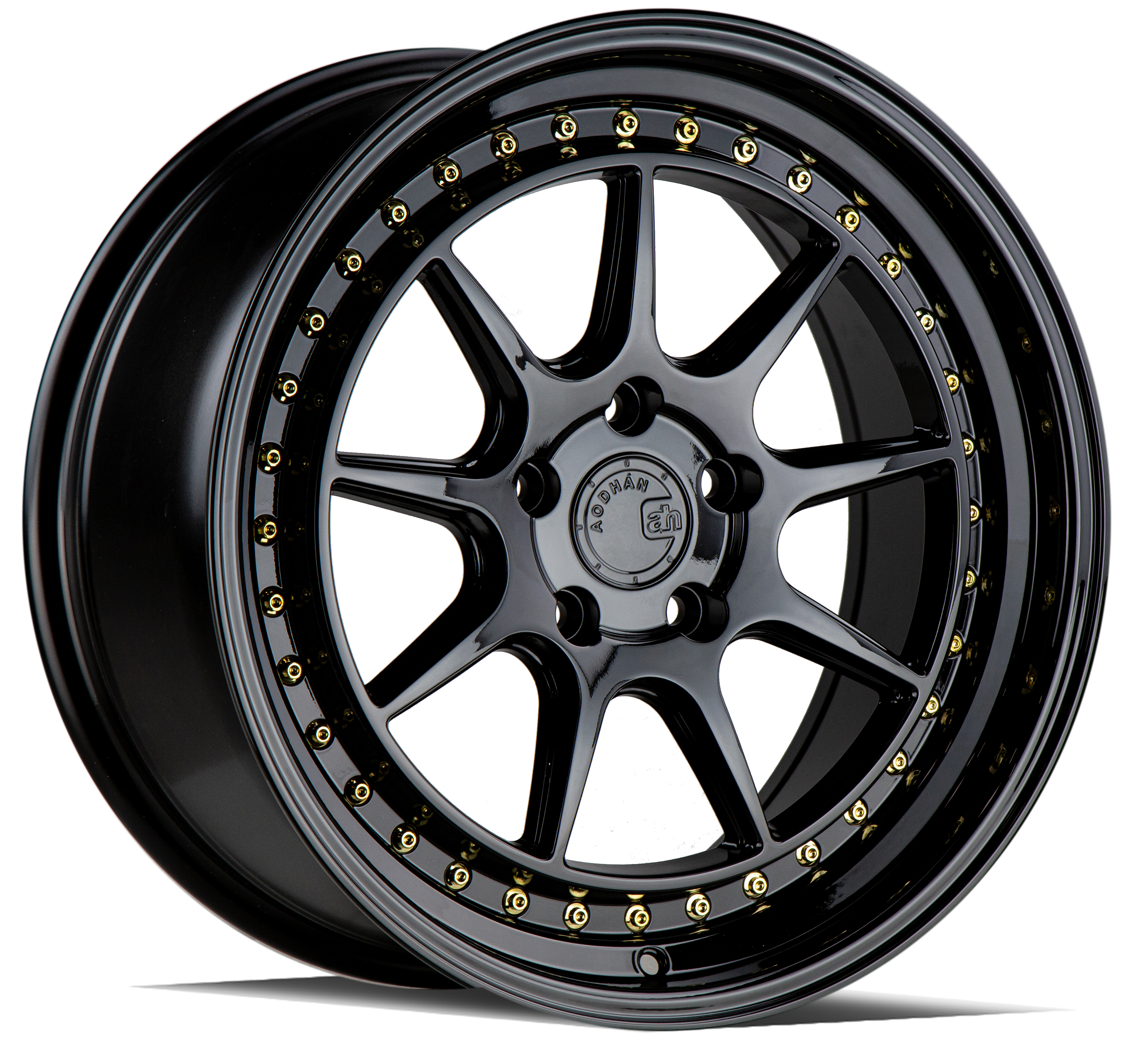 AODHAN DS-X Wheel Rim 18x9.5 5x100 ET35 73.1mm Gloss Black W /Gold Rivets