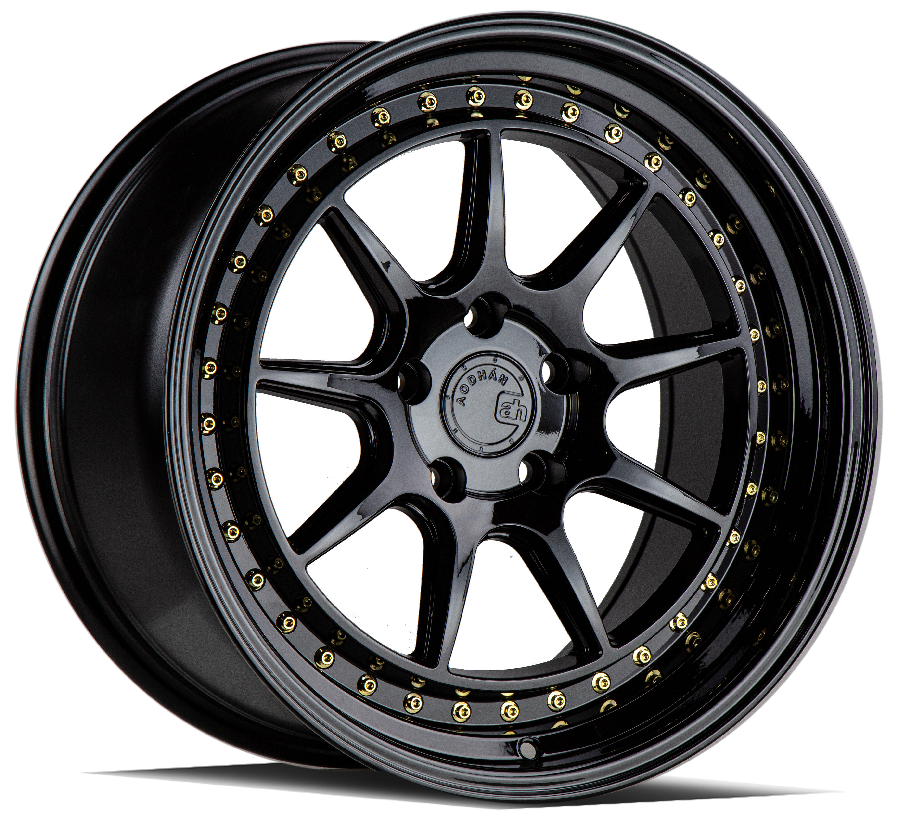 AODHAN DS-X Wheel Rim 19x9.5 5x114.3 ET15 73.1mm Gloss Black W /Gold Rivets