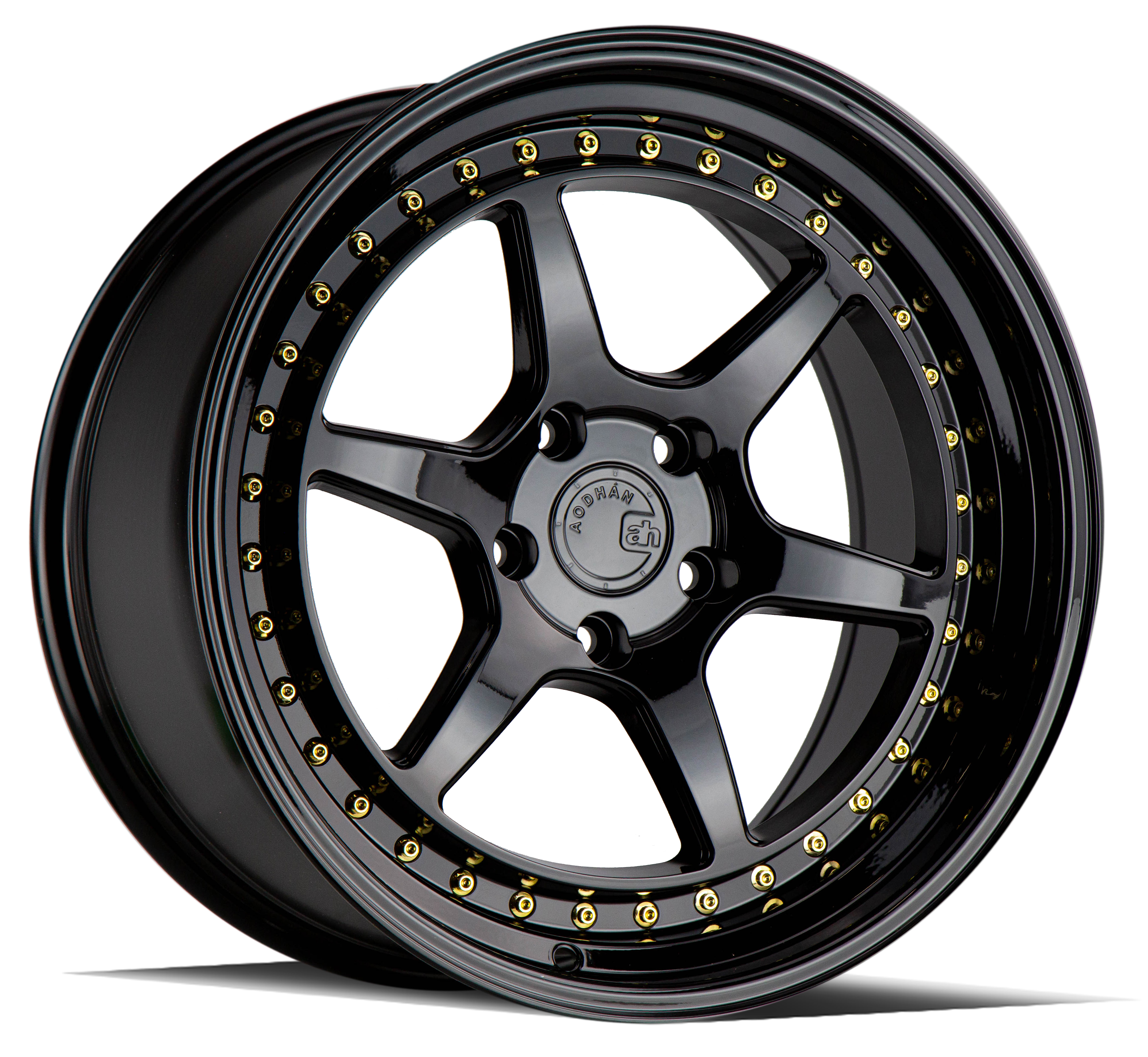 AODHAN DS09 - Gloss Black W /Gold Rivets